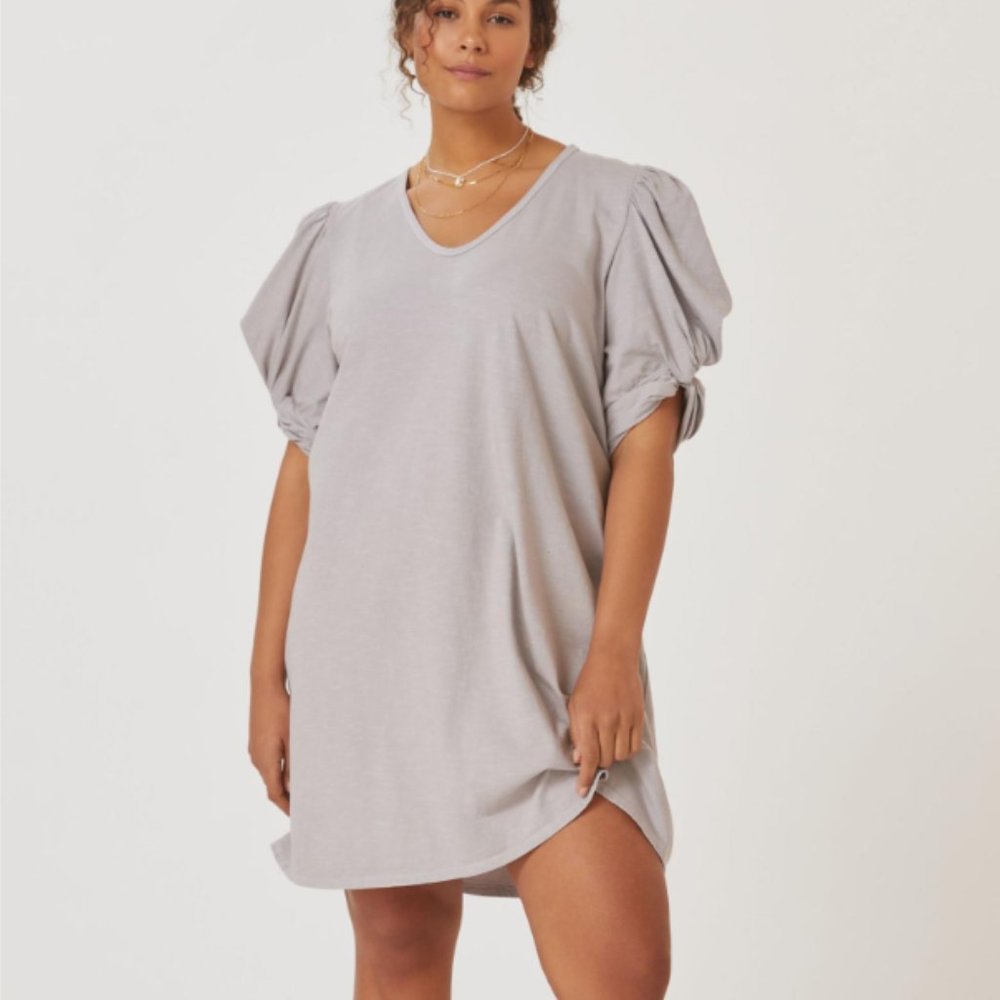 Anthropologie Gray Puff Sleeve Dress